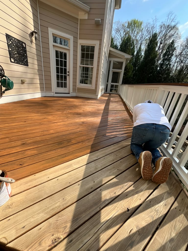 Deck staining project by Joel Precision Painting