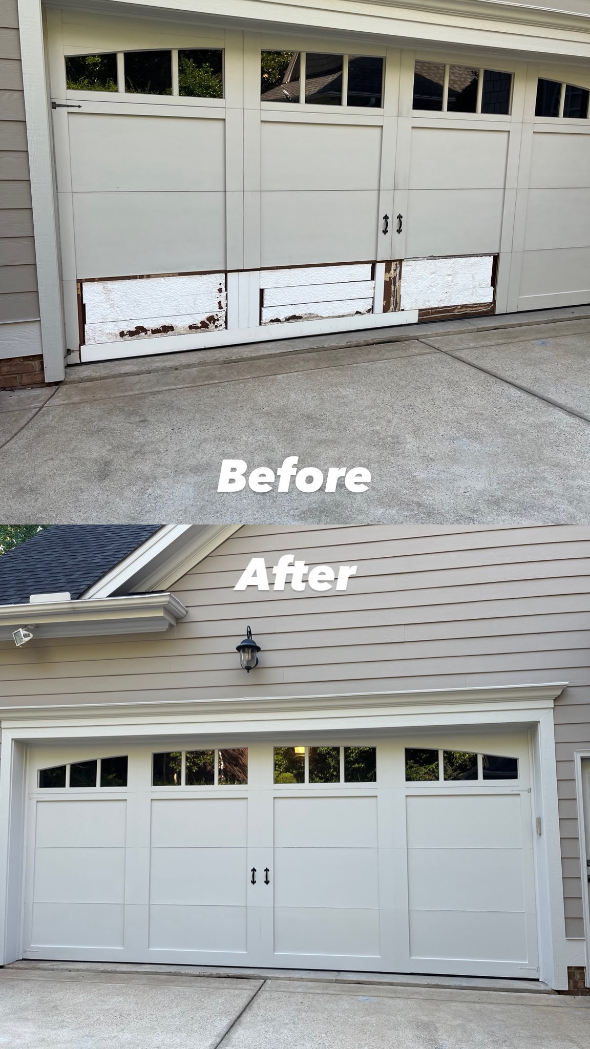 Garage door before and after project by Joel Precision Painting